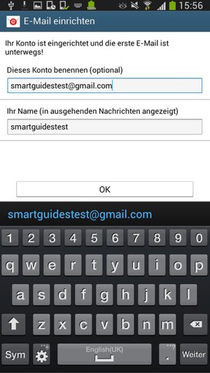 Geben Sie Ihrem Konto einen Namen und geben Sie Ihren Namen ein. Wählen Sie OK