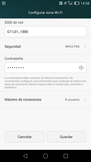 Introduzca una contraseña de al menos 8 caracteres y seleccione Guardar