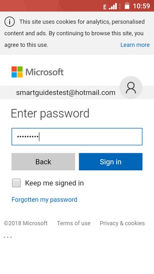 Enter your password and select Sign in