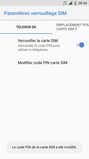 Votre code PIN de la carte SIM a été modifié