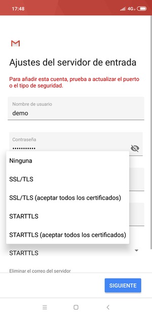 Seleccione Ninguna y luego seleccione SIGUIENTE