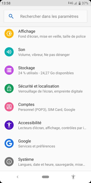 Faites défiler et sélectionnez Comptes
