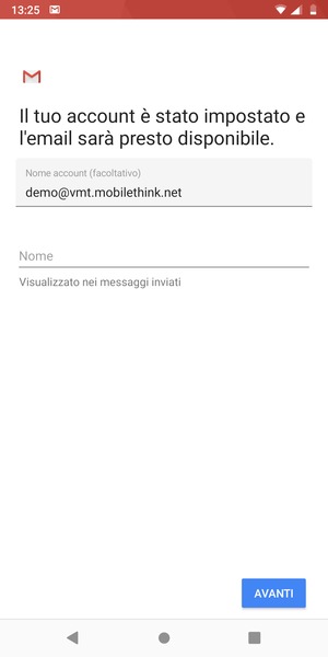 Scegli un nome per il tuo account e inserisci il tuo nome. Seleziona AVANTI