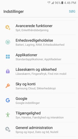 Scroll til og vælg Låseskærm og sikkerhed