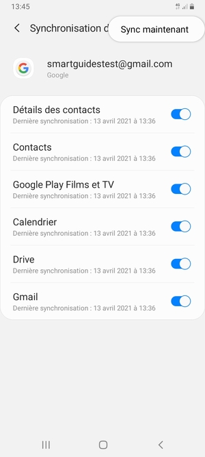 Sélectionnez Sync maintenant
