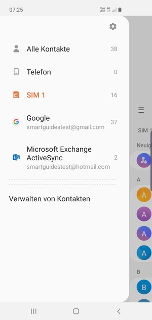 Wählen Sie Verwalten von Kontakten