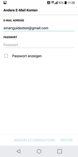 Geben Sie Ihre Gmail Adresse ein und wählen Sie Passwort