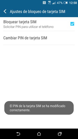 El PIN de la tarjeta SIM ha sido cambiado