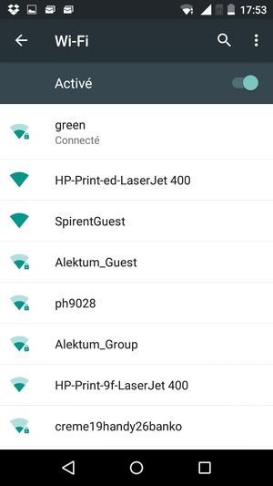 Vous êtes maintenant connecté au réseau Wi-Fi