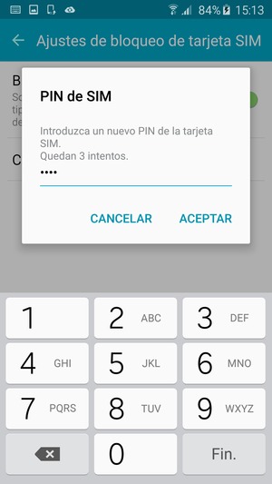 Introduzca su Nuevo PIN de la tarjeta SIM y seleccione ACEPTAR