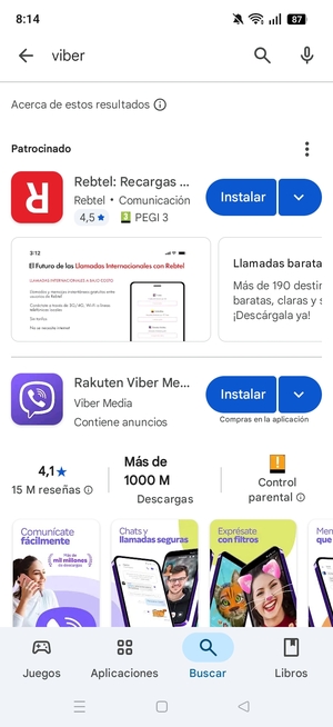 Seleccione la aplicación