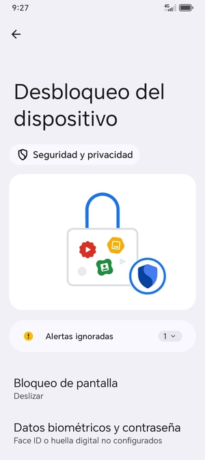 Seleccione Bloqueo de pantalla