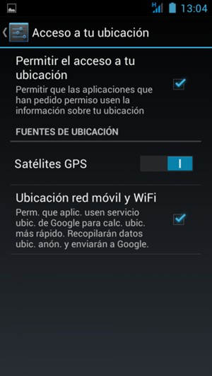 Desactive Satélites GPS / Ubicación