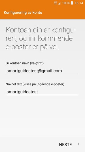 Gi kontoen din et navn, og skriv inn navnet ditt. Velg NESTE
