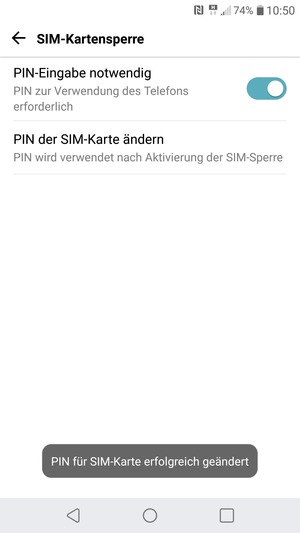Ihre PIN für SIM-Karte wurde geändert