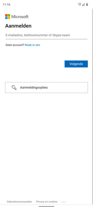 Voer uw e-mailadres in en selecteer Volgende