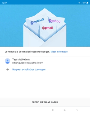 Selecteer BRENG ME NAAR GMAIL