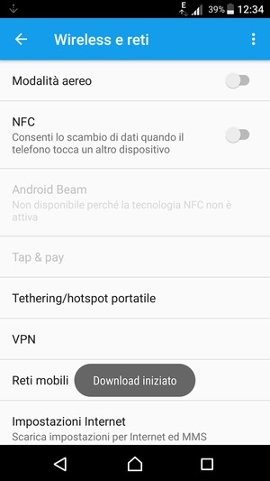 Attendi il completamento del download
