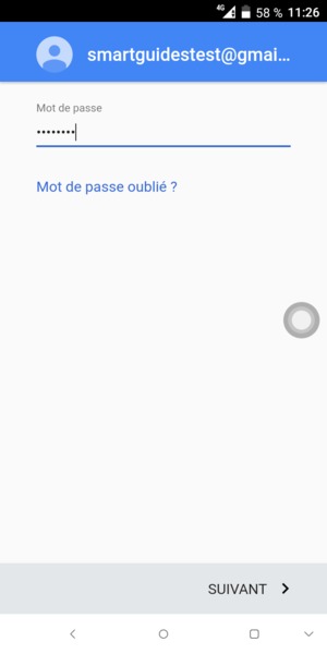Saisissez votre mot de passe et sélectionnez SUIVANT