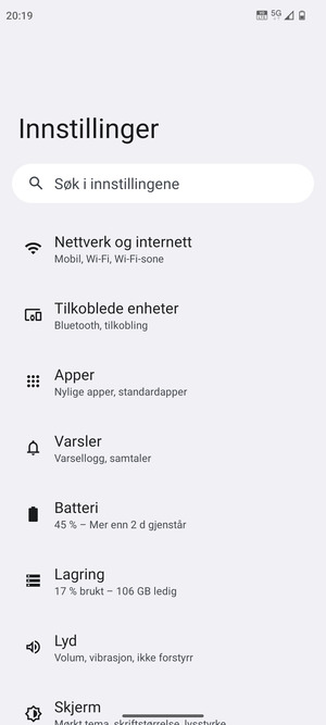 Velg Nettverk og internett