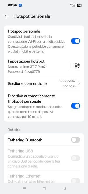Il telefono è ora pronto per essere usato come modem