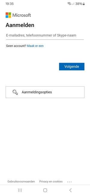 Voer uw Hotmail adres in en selecteer Volgende