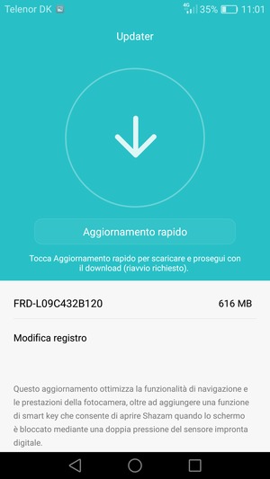 Se il tuo telefono non è aggiornato, seleziona Aggiornamento rapido