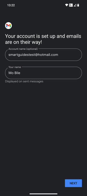 Give your account a name and enter your name. Select NEXT