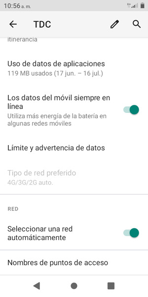 Desactive Seleccionar una red automáticamente