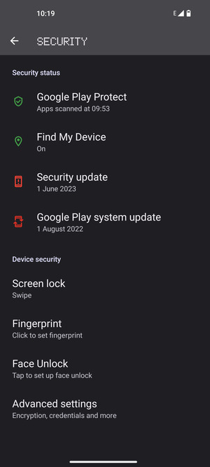 Scroll to and select Advanced  settings
