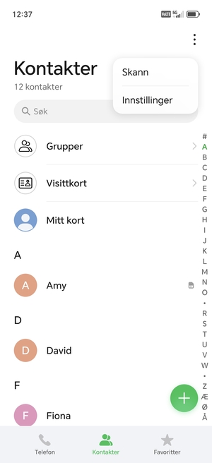 Velg Innstillinger