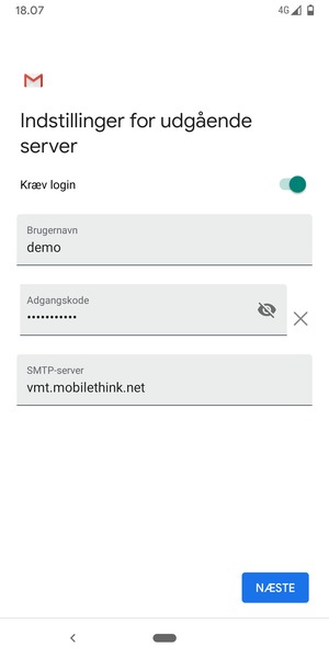 Indtast udgående serveradresse