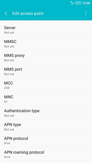 Scroll down and enter MMS information