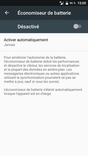 Activer le Économiseur de batterie