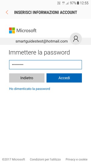 Inserisci la tua password e seleziona Accedi