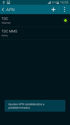 El teléfono se reiniciará con la configuración predeterminada de Internet y MMS