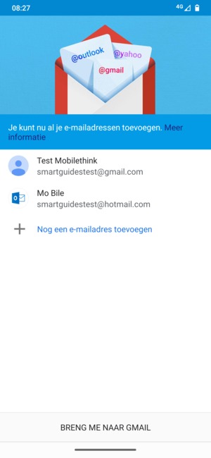 Selecteer BRENG ME NAAR GMAIL