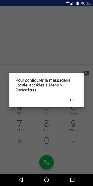 Si votre messagerie vocale n'est pas configurée, sélectionnez OK