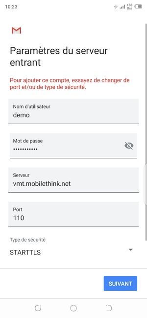 Sélectionnez Type de sécurité