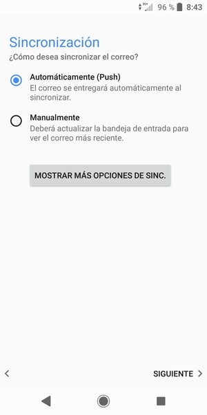 Seleccione la opción deseada y seleccione SIGUIENTE