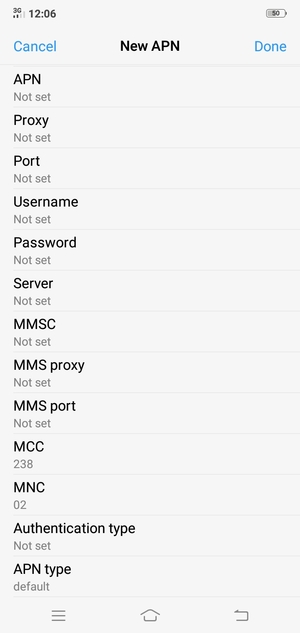 Scroll down and enter MMS information