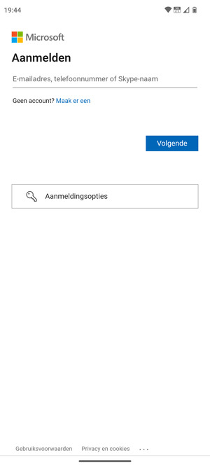 Voer uw e-mailadres in en selecteer Volgende