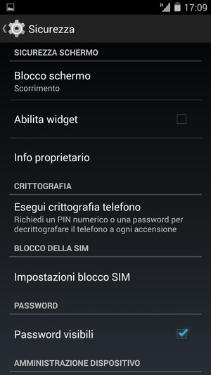 Per cambiare il PIN della scheda SIM, torna al menu Sicurezza e seleziona Impostazioni blocco SIM