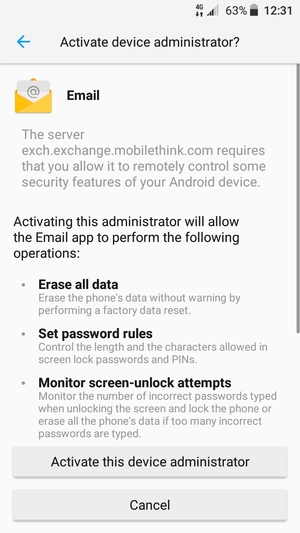 Select Activate this device administrator