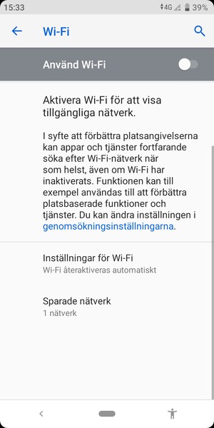 Aktivera Använd Wi-Fi