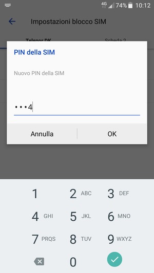 Inserisci Nuovo PIN della SIM e seleziona OK