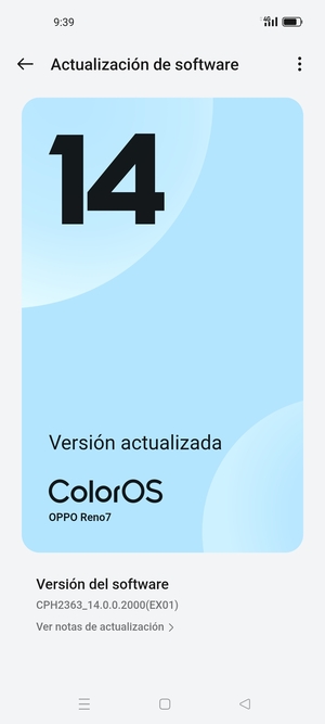 Si su teléfono está actualizado, verá la siguiente pantalla