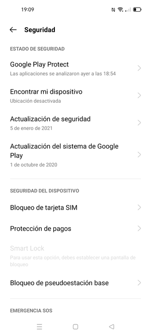 Desplácese y seleccione Bloqueo de tarjeta SIM