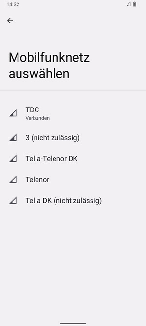 Wählen Sie einen Netzbetreiber von der Liste