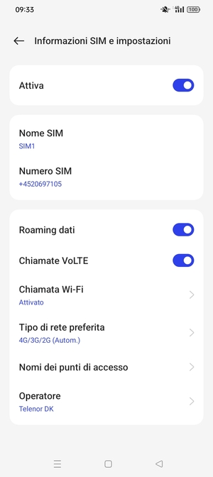 Attiva o disattiva Roaming dati